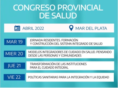 Congreso Provincial de Salud 2022: Comienza la semana que viene