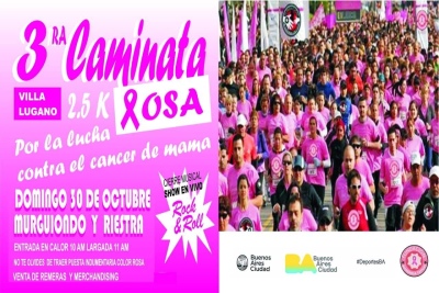 Se realizará la 3° Caminata Rosa en Villa Lugano
